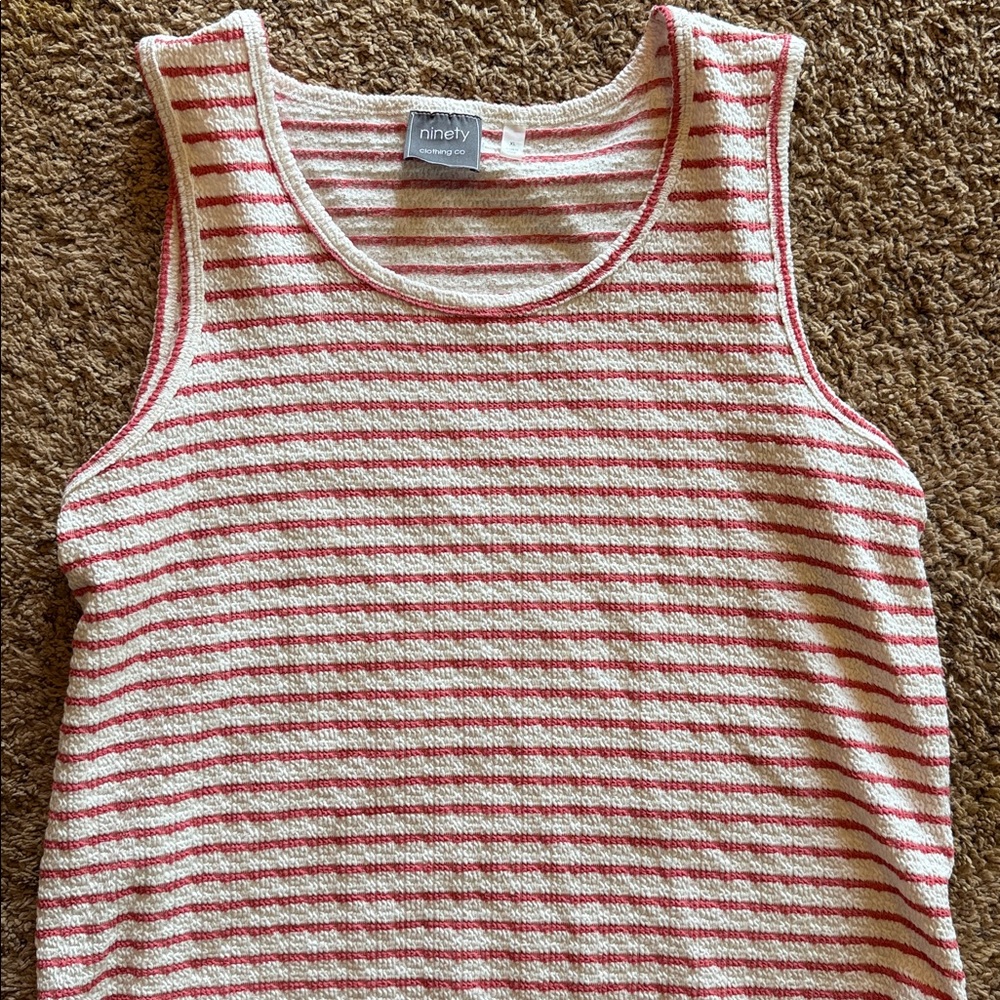 Ninety Red and White Striped Sleeveless Top